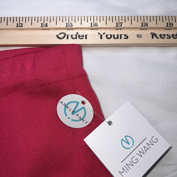 MING WANG Ankle Pants Size M Bright Pink Acrylic Blend Knit Pull On NEW NWT $175 - Picture 8 of 14